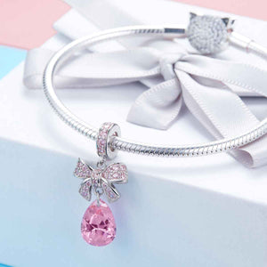 pink crystal silver charm for women girls