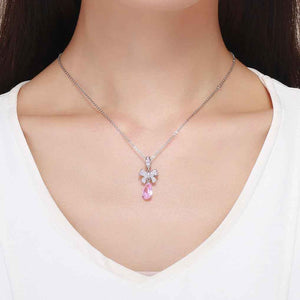 pink crystal silver charm for women girls