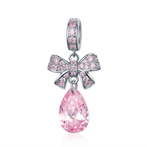 pink crystal silver charm for women girls