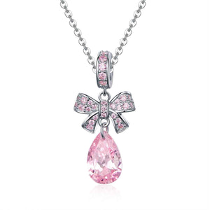 pink crystal silver charm for women girls
