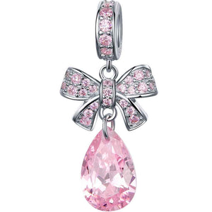 pink crystal silver charm for women girls