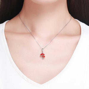 silver red mushroom charm bracelet