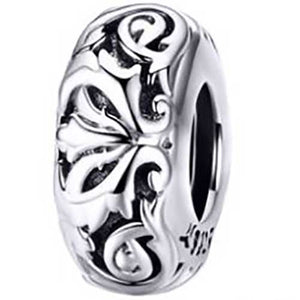 silver scroll spacer charm bead