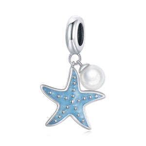 starfish pearl silver charm bead