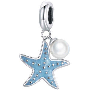starfish pearl silver charm bead