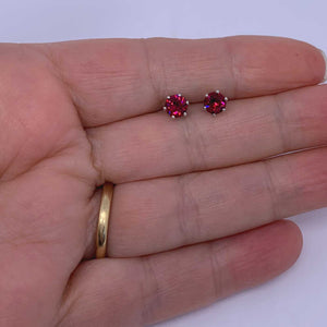crystal ruby red stud earrings for women