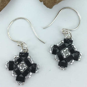 black and silver drop earrings for women