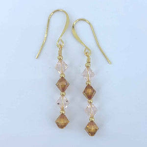 gold crystal drop earrings for women