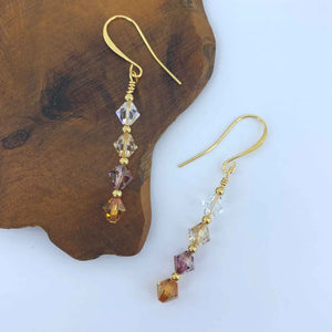 gold drop crystal earrings for women