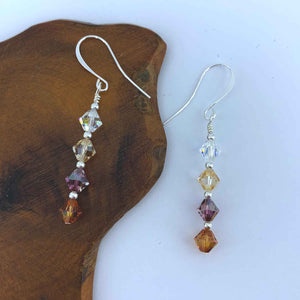 silver crystal drop earrings for women