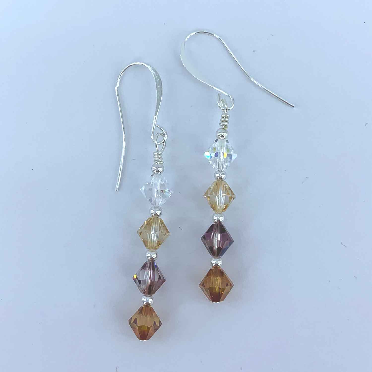 silver crystal drop earrings for women