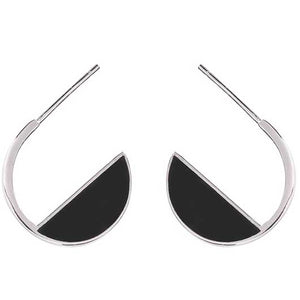 NZ black modern silver earrings