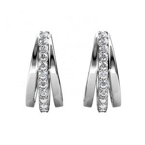 silver crystal huggie earrings for women