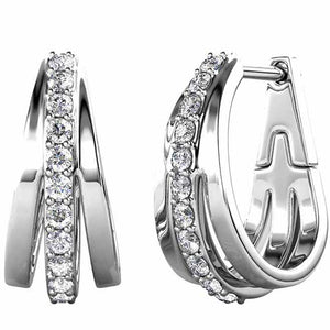 silver crystal huggie earrings for women