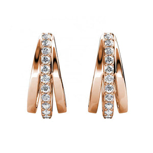 rose gold huggie crystal earrings