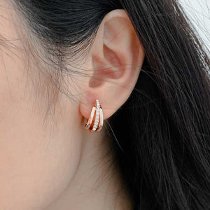 silver crystal huggie earrings for women