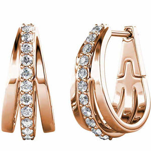 rose gold huggie crystal earrings