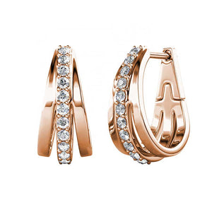 rose gold huggie crystal earrings