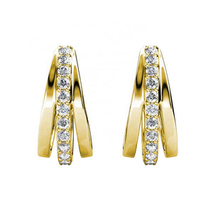 gold huggie crystal earrings for women