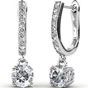 silver crystal huggie earrings for women