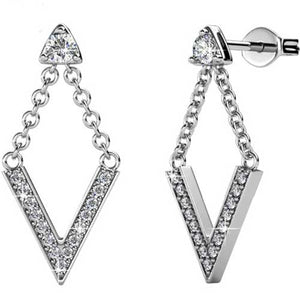 crystal silver drop earrings