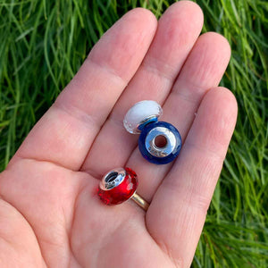 frenelle jewellery Silver Facetted Murano Charm Bead (Blue)