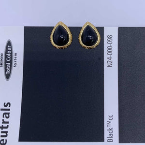 black onyx stud gold earrings women