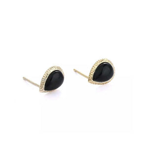 black onyx stud gold earrings women