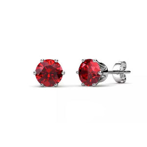 crystal ruby red stud earrings for women