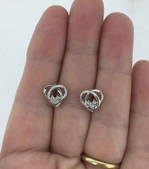 silver heart premium crystal stud earrings bridal women