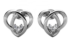 silver heart premium crystal stud earrings bridal women