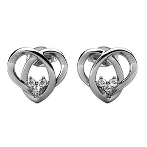 silver heart premium crystal stud earrings bridal women