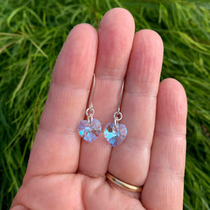pale blue crystal silver earring for women
