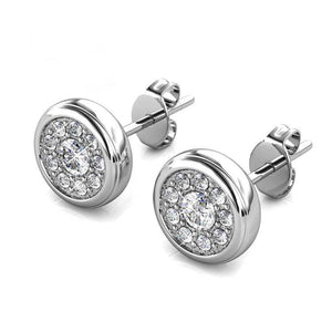 silver crystal stud earrings for women men