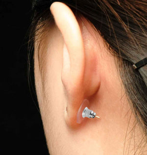 silver silicone comfort fit earring backs