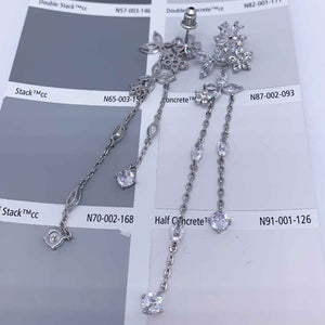 crystal silver tassel bridal earring