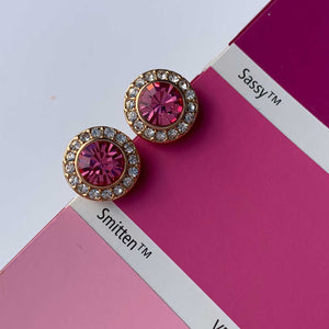 ROSE GOLD stud earring crystal pink for women