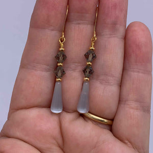 grey and gold drop earrings jewelery nz