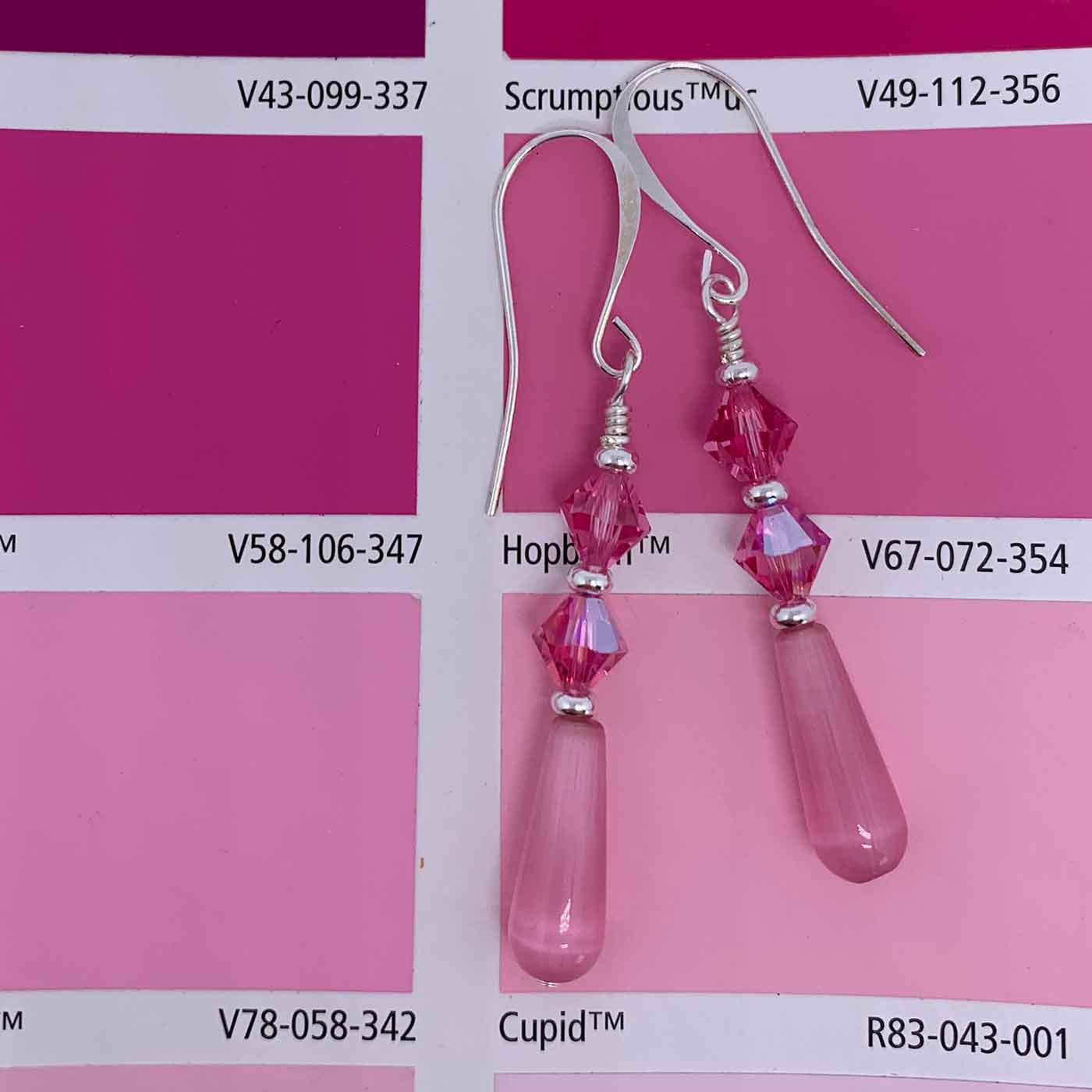 pink crystal drop earrings jewellery nz