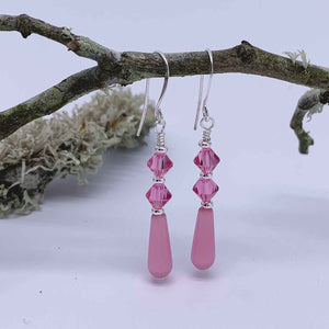 pink crystal drop earrings jewellery nz