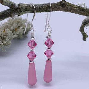pink crystal drop earrings jewellery nz