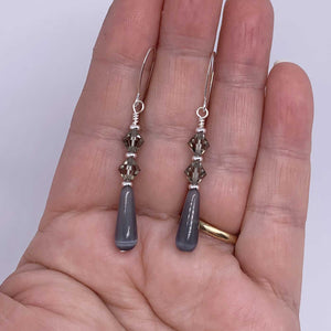 grey crystal drop earrings for women NZ in hand