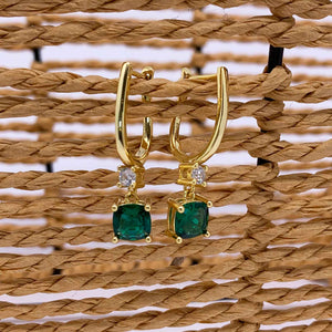 gold emerald drop earrings jewellery nz
