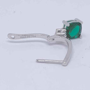 silver emerald huggie earrings jewellery nz