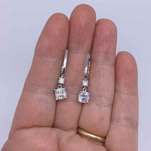 silver moissanite bridal drop earrings nz