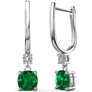 silver emerald huggie earrings jewellery nz