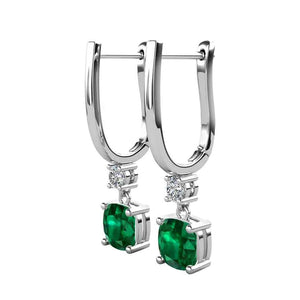 silver emerald huggie earrings jewellery nz