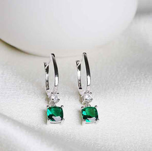 silver emerald huggie earrings jewellery nz
