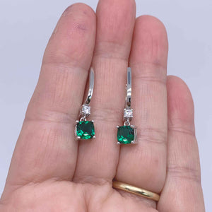 silver emerald huggie earrings jewellery nz