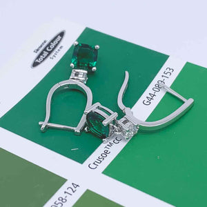 silver emerald huggie earrings jewellery nz